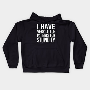 I have very little patience for stupidity Kids Hoodie